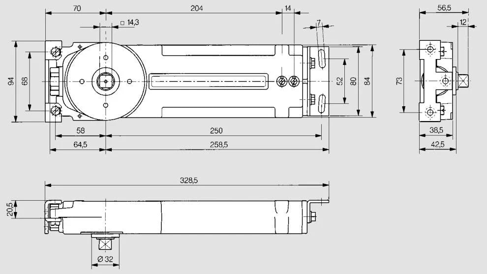 DORMA KABA RTS 8502 TRANSOM CLOSER BODY ONLY SIZE 5 - HOLD OPEN 90