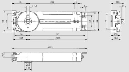 DORMA KABA RTS 8502 TRANSOM CLOSER BODY ONLY SIZE 5 - HOLD OPEN 90