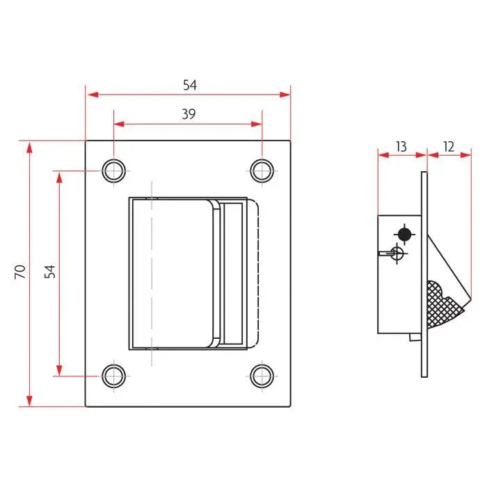 Legge retractable door stop - 75 x 54 x 13mm - stainless steel